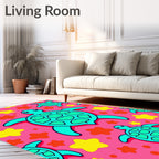 Aqua Turtle Starburst Pink Rug