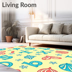 Alphabetical Nautical Icons Summer Yellow Rug