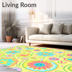 Groovy Yellow Floral Alphabet Medley Rug