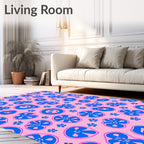 Pink Blue Organic Blossom Scatter Rug