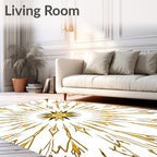 Golden Sunburst Radiating Star Rug