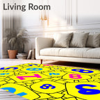 Vibrant Yellow Abstract Number Collage Rug