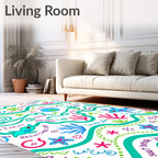Funky Whimsical Sea Creature Swirls Rug