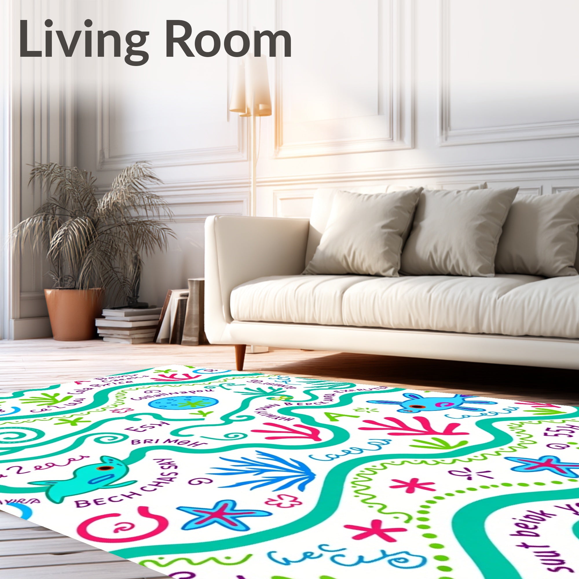 Funky Whimsical Sea Creature Swirls Rug