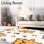 Playful Orange Kittens Paw Prints Rug