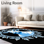 Powder Blue Cow Laurel Wreath Rug