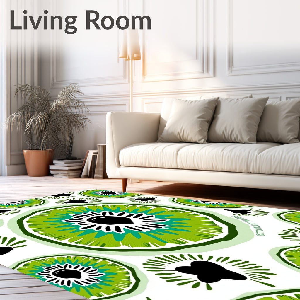 Lively Green Sliced Fruit Medallion Rug