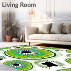 Lively Green Sliced Fruit Medallion Rug