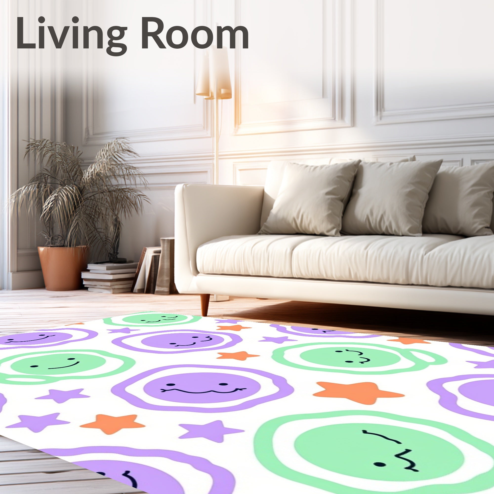 Whimsical Pastel Egg Stars Rug