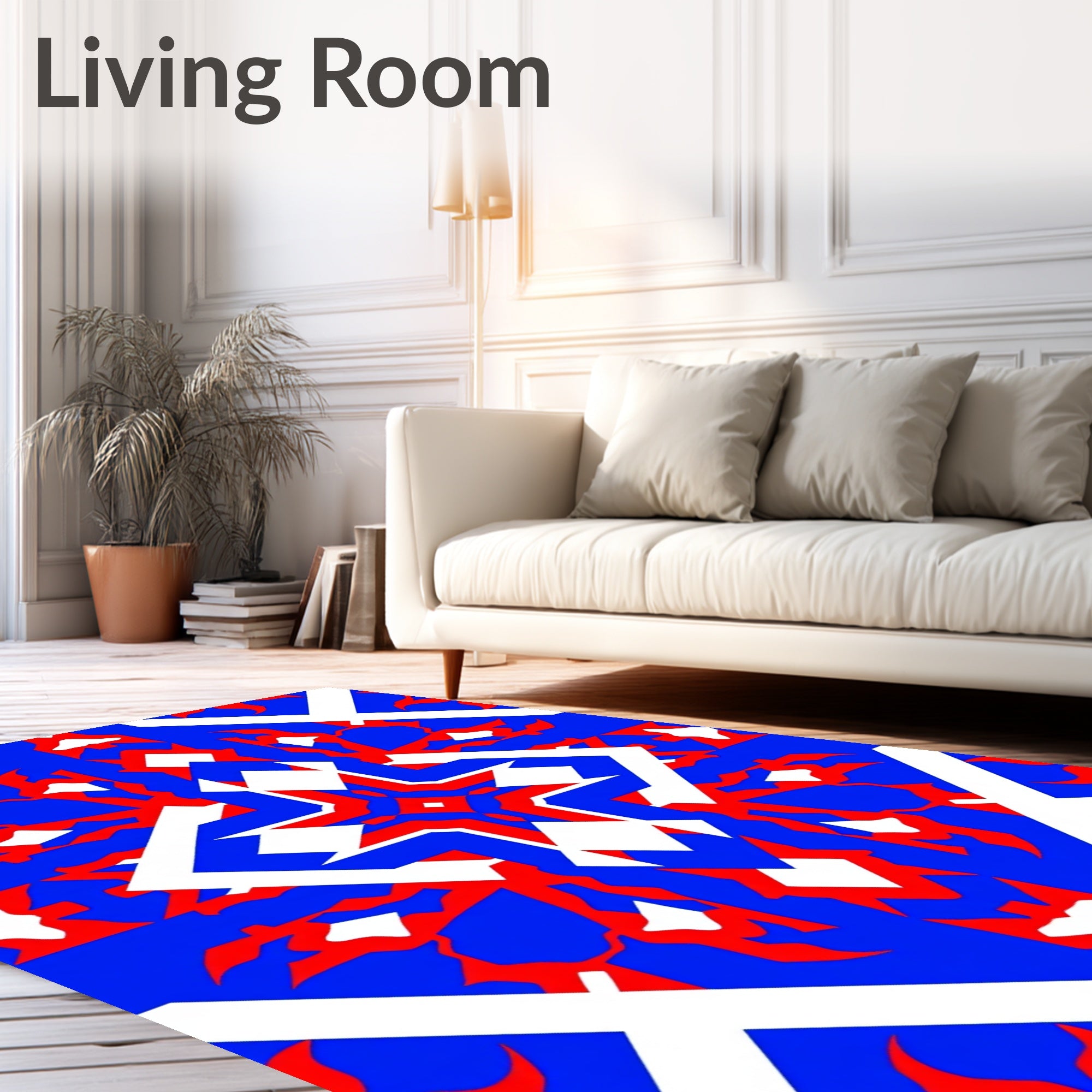 Red White Blue Geometric Starburst Rug
