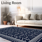 Navy Blue Intricate Geometric Lattice Rug