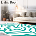 Teal Swirl Organic Abstract Rug