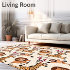 Playful Circus Animals Brown Beige Rug