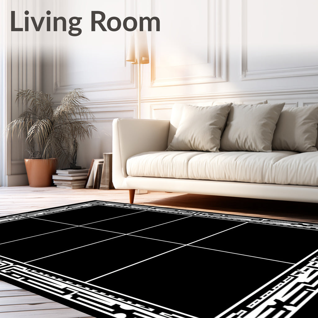 Monochromatic Maze Border Grid Rug