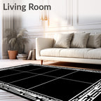 Monochromatic Maze Border Grid Rug