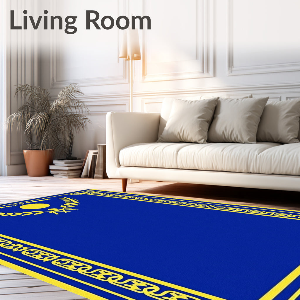 Royal Blue Yellow Laurel Medallion Rug