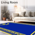 Royal Blue Yellow Laurel Medallion Rug