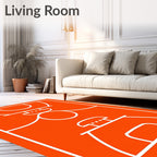 Bold Orange Geometric Court Rug