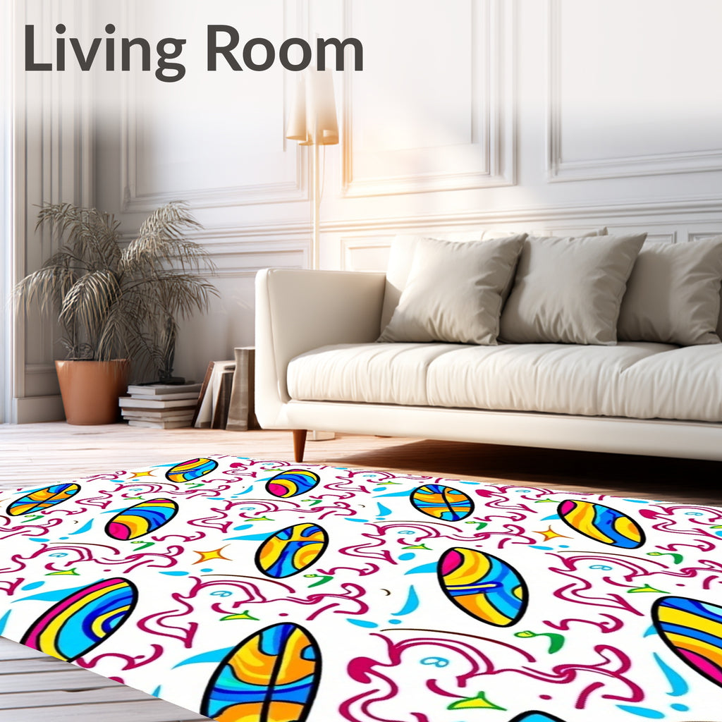 Vibrant Surfboard Splash Abstract Rug