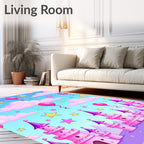 Pink Castle Balloons and Stars Rug