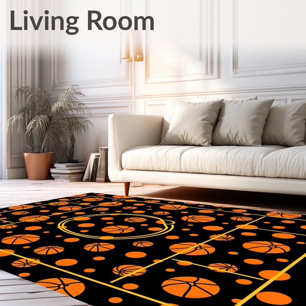 Bold Orange Basketball Court Rug