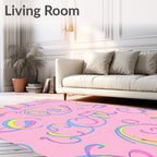 Pink Ribbon Script Pastel Rug