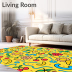 Playful Alphabet and Fruit Yellow Rug