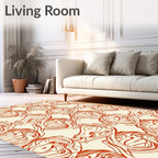 Crimson Art Nouveau Swirl Arrangement Rug
