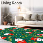 Merry Snowman Red Holly Vines Rug