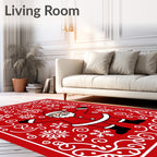 Festive Red Santa Snowflake Swirls Rug