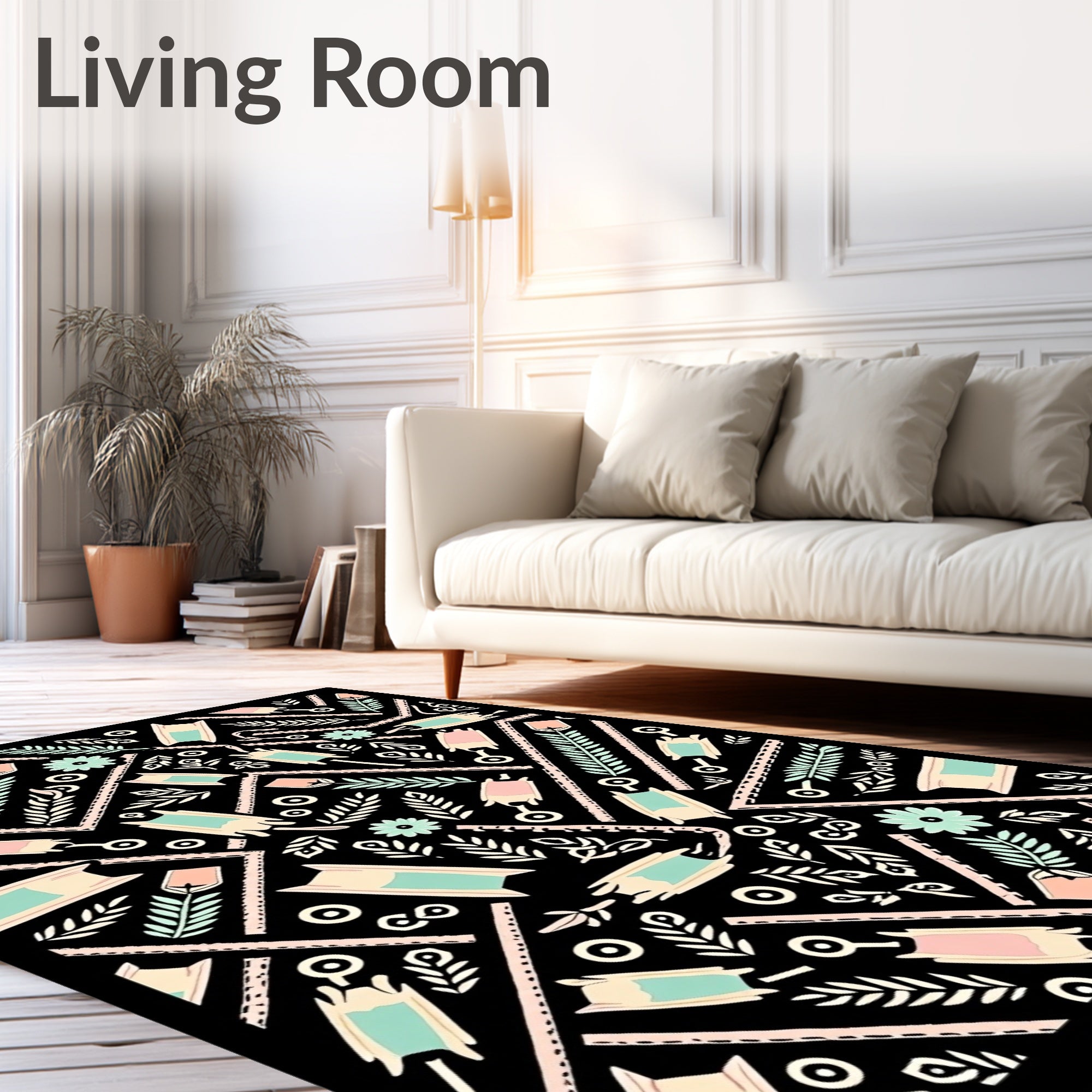 Pastel Pink Mint Geometric Blossom Rug