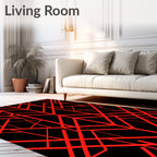 Bold Red Geometric Intersecting Lines Rug