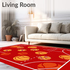 Red Basketball Court Graphics Rug