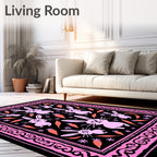 Pink Carrot Bunny Border Rug