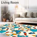 Abstract Turquoise Orange Geometric Shapes Rug