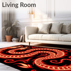 Bold Black Red Dragon Coil Rug