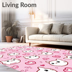 Cute Pink Kawaii Cat Heart Collage Rug