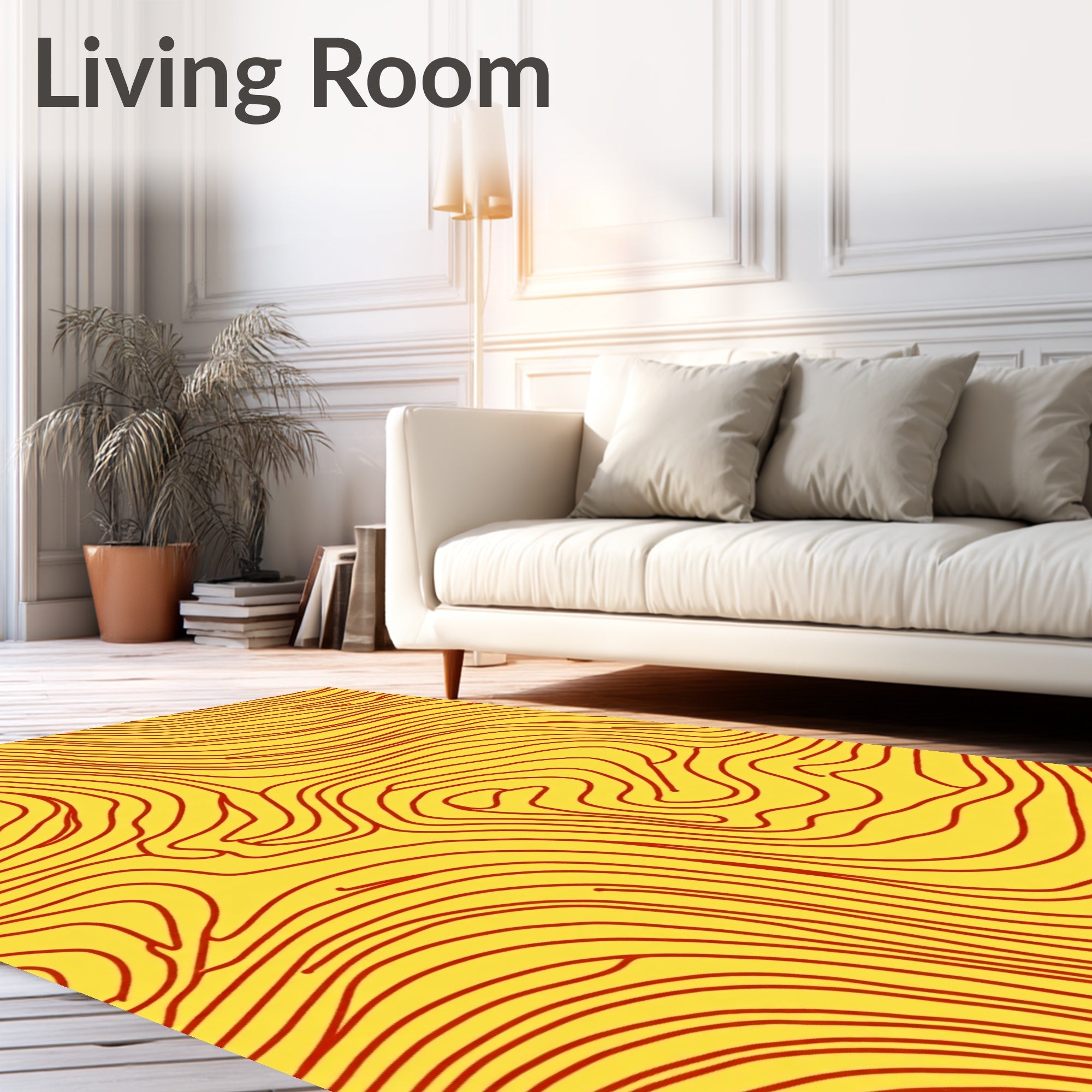Crimson Wave Contour Yellow Rug