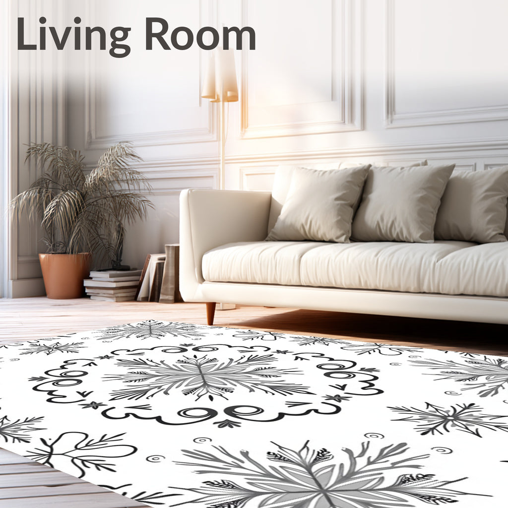 Winter Snowflake Medallion Grayscale Rug
