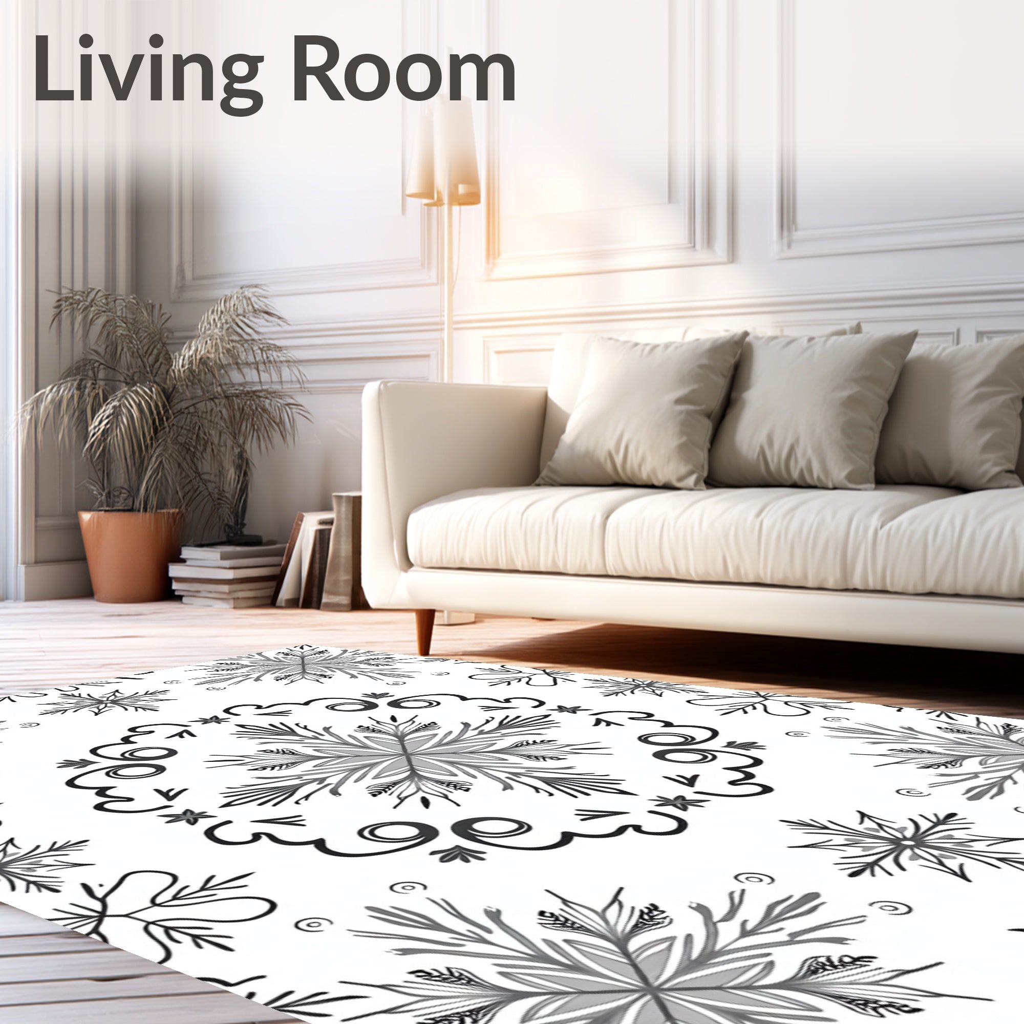 Winter Snowflake Medallion Grayscale Rug