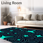 Bright Teal Star Swirls Rug