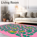 Green Bears Tropical Pink Jungle Rug