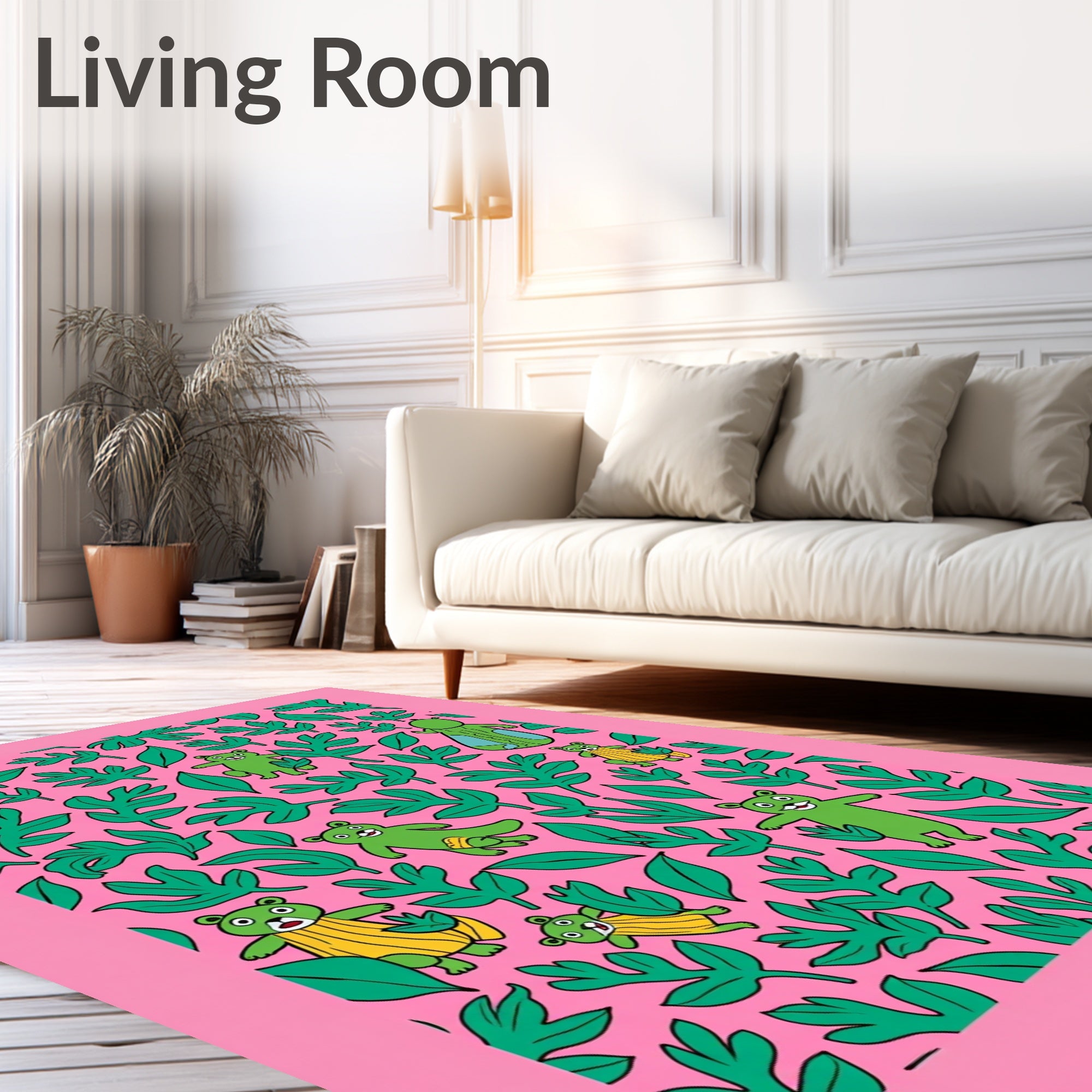 Green Bears Tropical Pink Jungle Rug