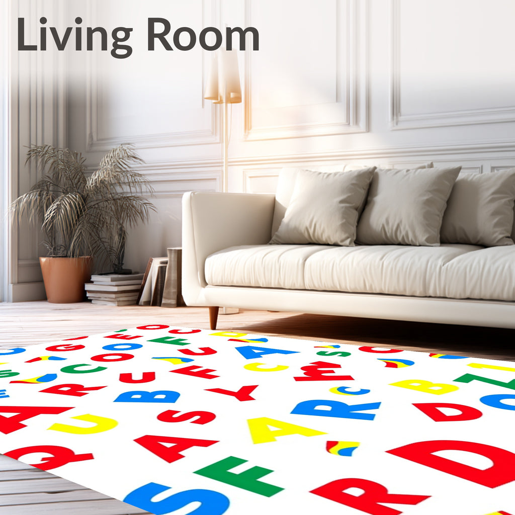 Bold Alphabet Collage Colorful Letter Rug
