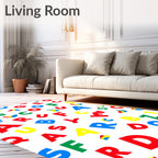 Bold Alphabet Collage Colorful Letter Rug