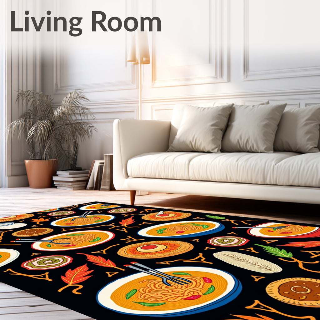 Whimsical Noodle Bowl Autumn Foliage Rug