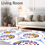 Whimsical Yellow Dog Face Circles Rug