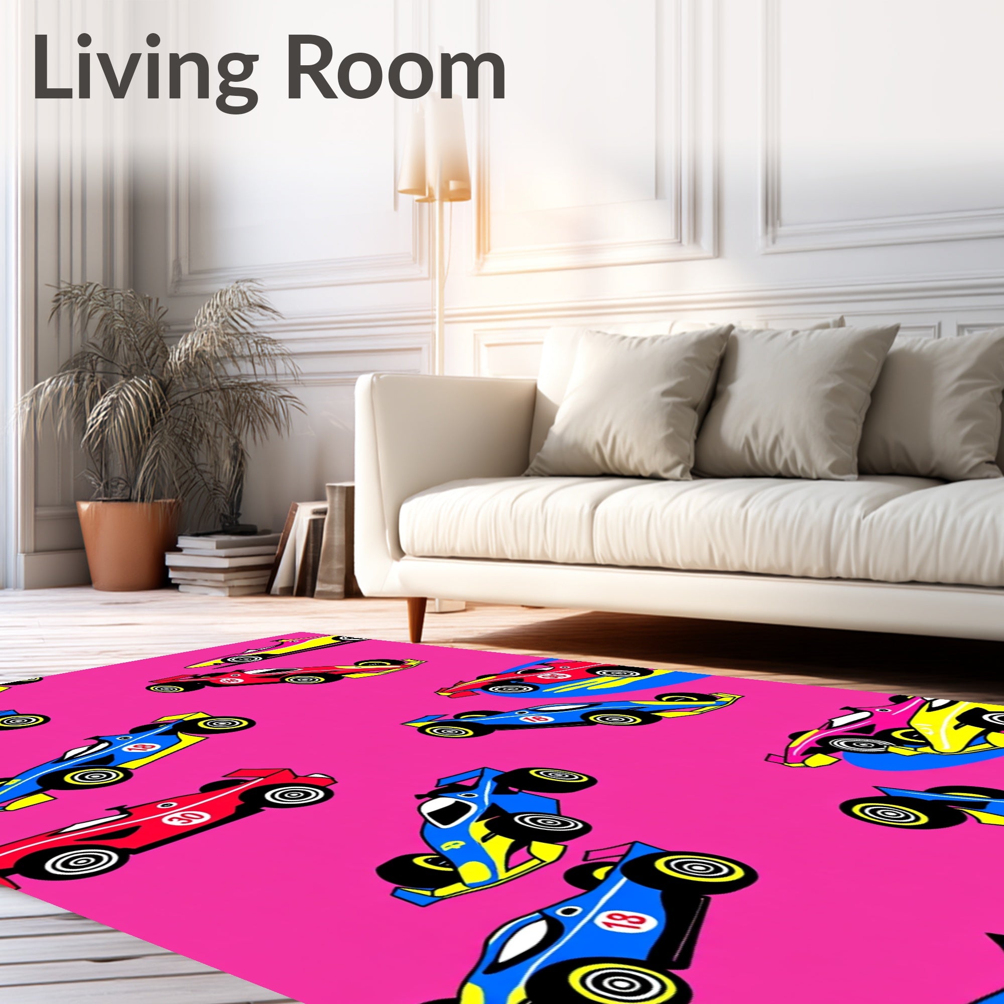 Bold Racing Cars Pop Art Rug