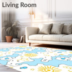 Whimsical Yellow Sun Cloudscape Rug