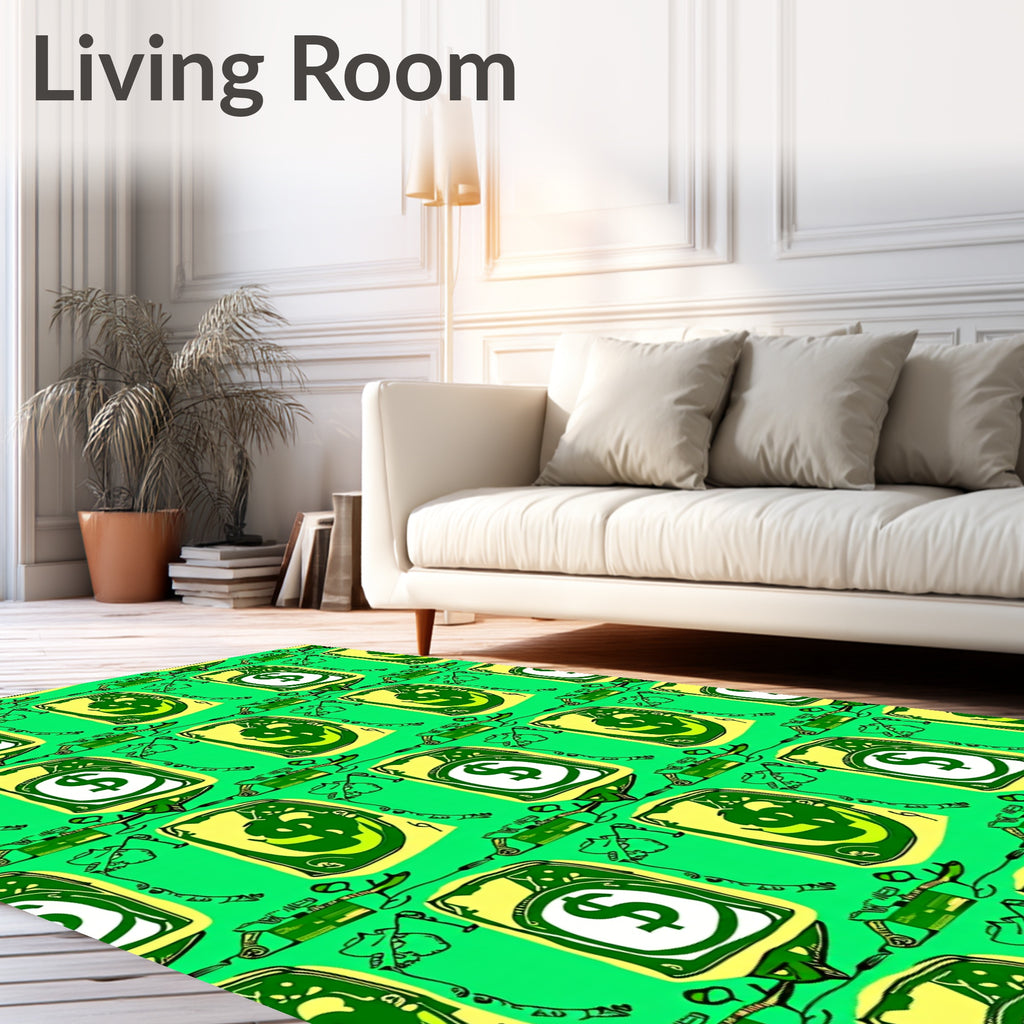 Green Dollar Sign Monetary Icons Rug